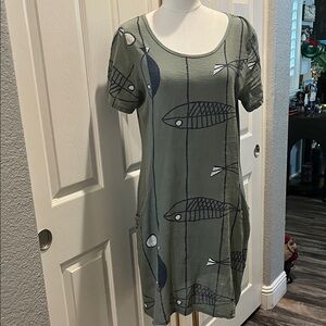 Green Fish Print Dress